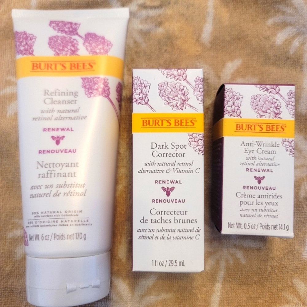 NWT- 3pc Burts Bees Renewal Skincare